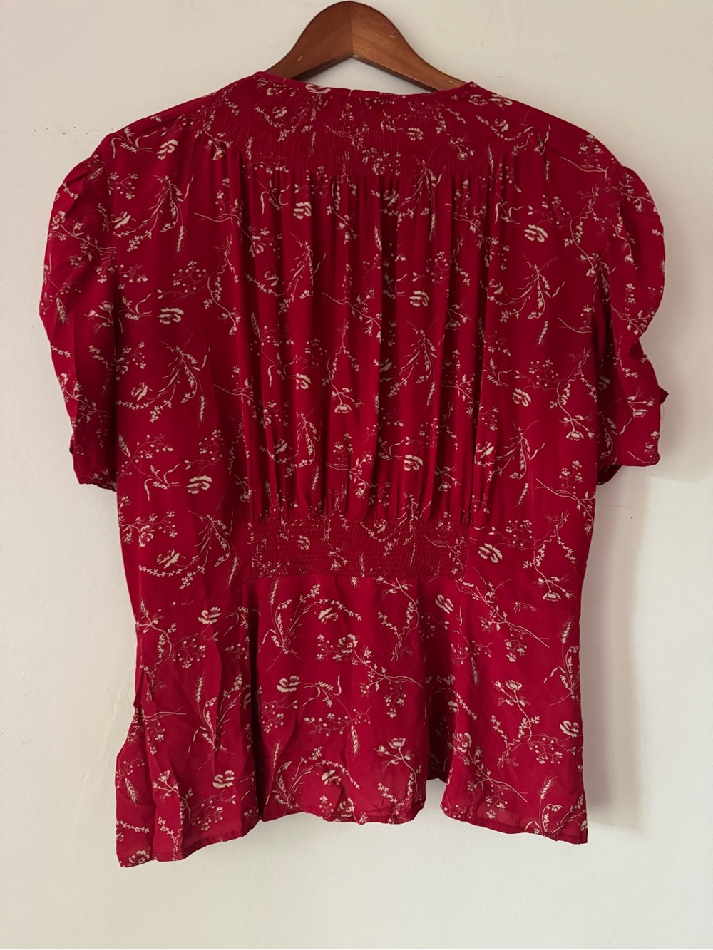 Polo Ralph Lauren Red Floral Puff-Sleeve Peplum Top - Size 12 - Picture 4 of 7